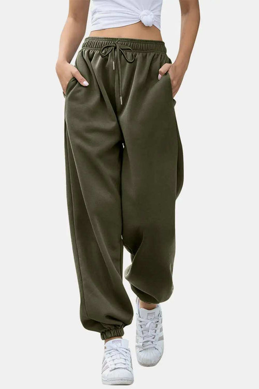 Elastic Waist Joggers with Pockets - Trendsi - Flyclothing LLC