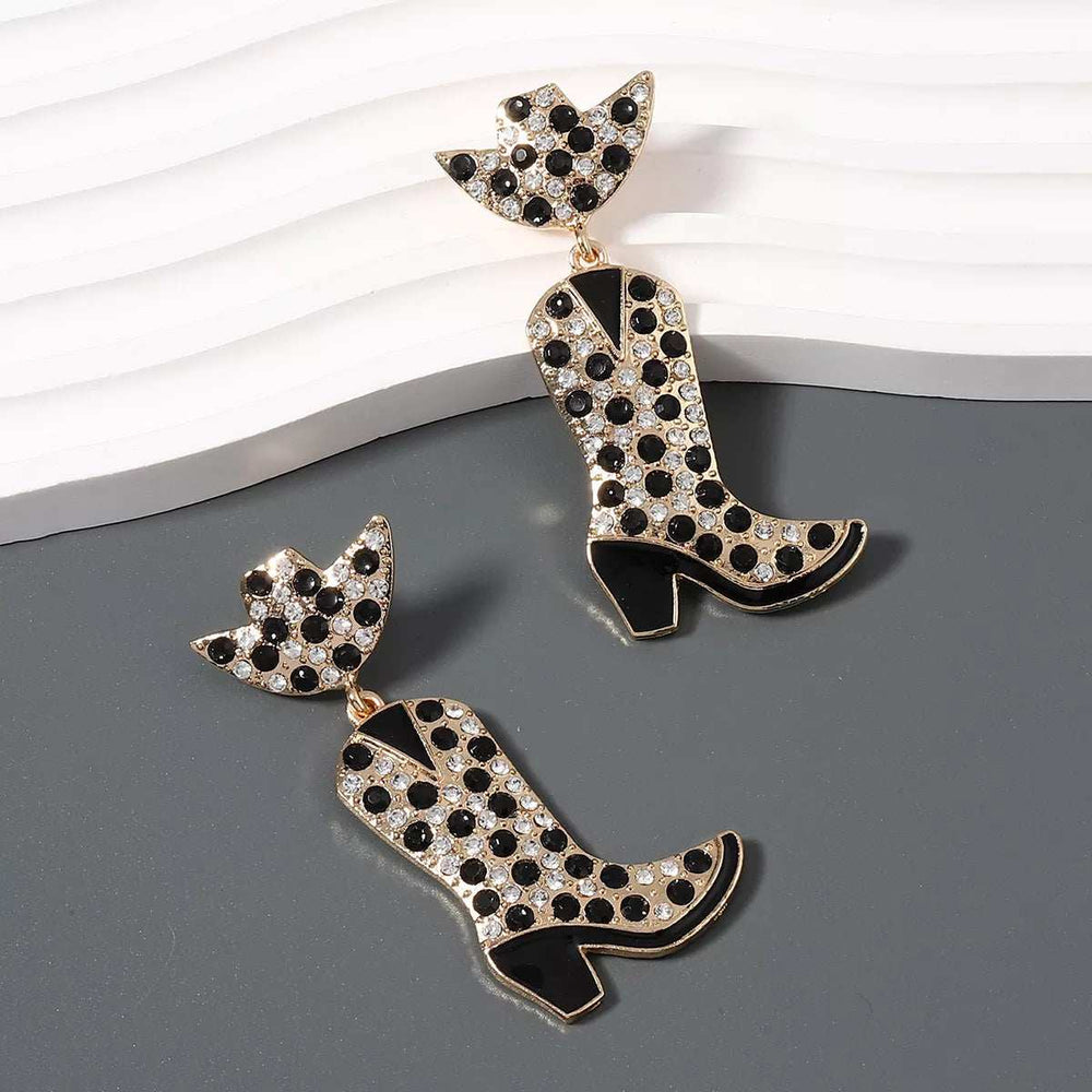 Rhinestone Cowboy Boot Dangle Earrings - Trendsi - Flyclothing LLC