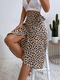 Tied Slit Printed Skirt - Trendsi - Flyclothing LLC
