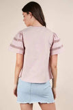 VERY J Lace Trim Sleeve Top - Trendsi - Flyclothing LLC
