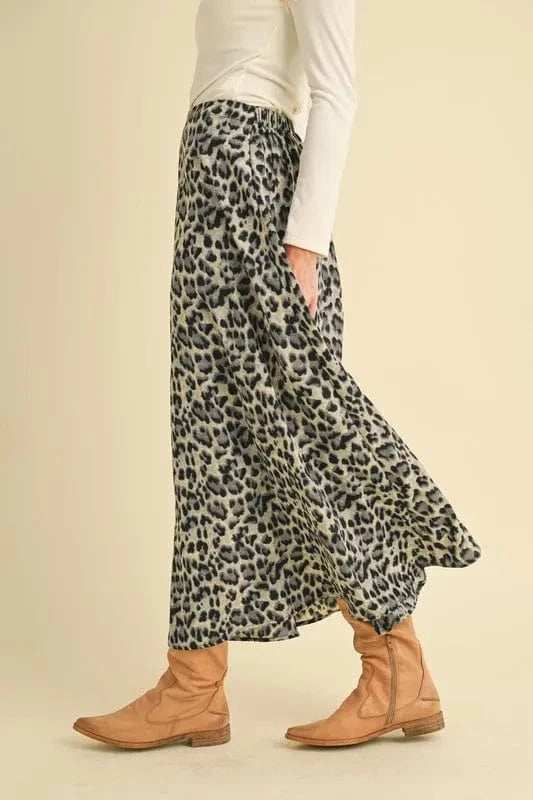 Aemi+Co Leopard Midi Skirt - Trendsi - Flyclothing LLC