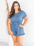 Ruffled Boat Neck Short Sleeve Romper - Trendsi - Flyclothing LLC