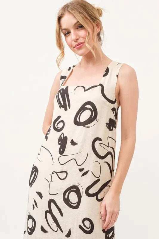 And The Why Square Neck Abstract Printed Maxi Dress - Trendsi - Flyclothing LLC