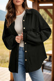 Waffle-Knit Collared Neck Long Sleeve Shacket - Trendsi - Flyclothing LLC