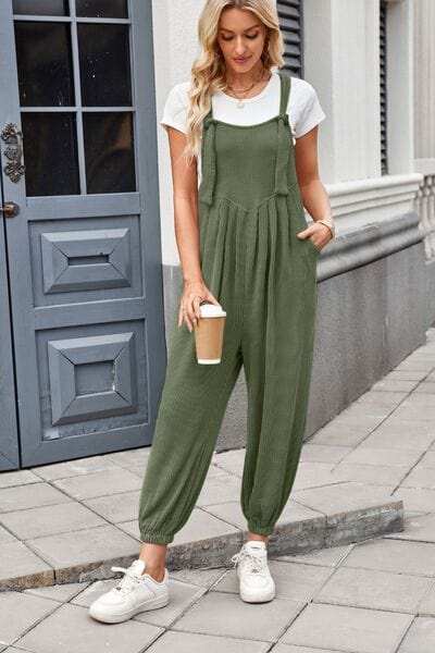 Lovelet Knotted Strap Overalls with Pockets - Trendsi - Flyclothing LLC
