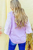 And The Why Feather Detailed 3/4 Sleeve Slub Top - Trendsi - Flyclothing LLC
