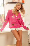 BiBi Flower Patches Open Knit Sweater Cardigan - Trendsi - Flyclothing LLC