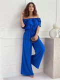 Ruffled Off-Shoulder Wide Leg Jumpsuit - Trendsi - Flyclothing LLC