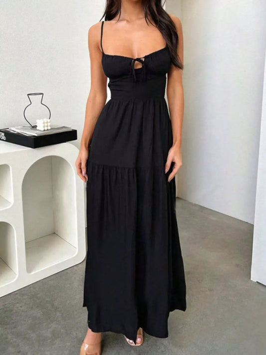 Lace Up Back Maxi Cami Dress - Trendsi - Flyclothing LLC