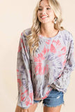 BiBi Tie Dye Print Terry Pull Over - Trendsi - Flyclothing LLC