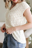 Notched Cap Sleeve Knit Top - Trendsi - Flyclothing LLC