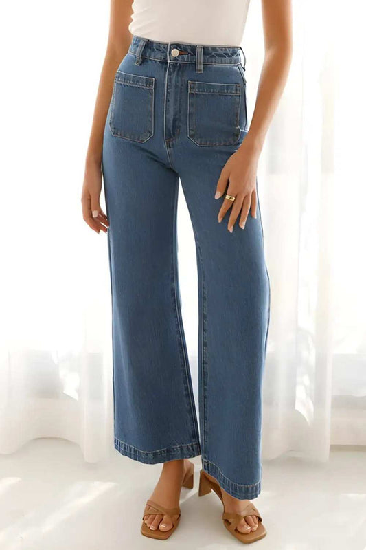 High Waist Bootcut Jeans with Pockets - Trendsi - Flyclothing LLC