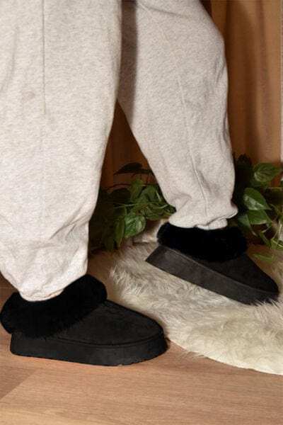 WILD DIVA Faux-Fur Platform Slip On Booties - Trendsi - Flyclothing LLC