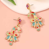 Christmas Candy Cane Bow Drop Earrings - Trendsi - Flyclothing LLC