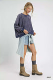 Umgee Mineral Wash French Terry Sweatshirt - Trendsi - Flyclothing LLC