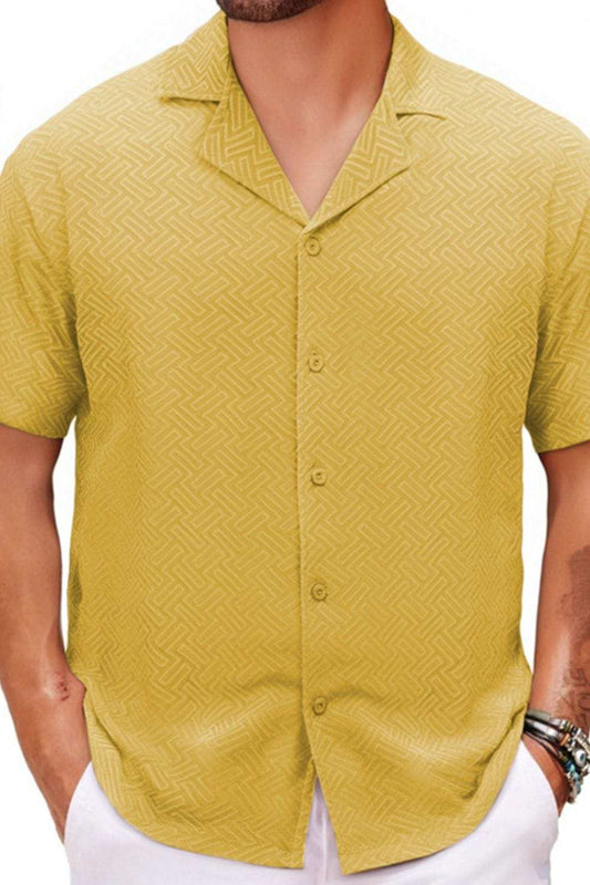 Men's Plus Size Button Down Short Sleeve Shirt - Trendsi - Flyclothing LLC