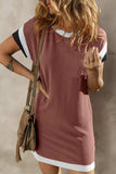 Textured Round Neck Short Sleeve Dress - Trendsi - Flyclothing LLC
