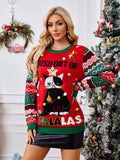 Christmas Element Round Neck Long Sleeve Sweater - Trendsi - Flyclothing LLC