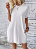 Round Neck Short Sleeve Mini Dress - Trendsi - Flyclothing LLC