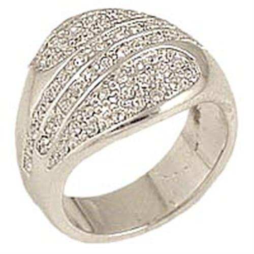 0C212 - Rhodium Brass Ring with Top Grade Crystal in Clear - Alamode - Flyclothing LLC