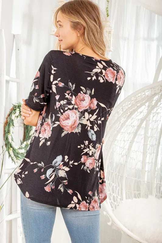 Heimish Full Size Crisscross Neck Floral Babydoll Top Plus Size - Trendsi - Flyclothing LLC