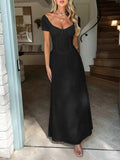 Devine Sweetheart Neck Short Sleeve Maxi Dress - Trendsi - Flyclothing LLC