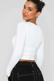 Round Neck Long-Sleeve Top - Trendsi - Flyclothing LLC