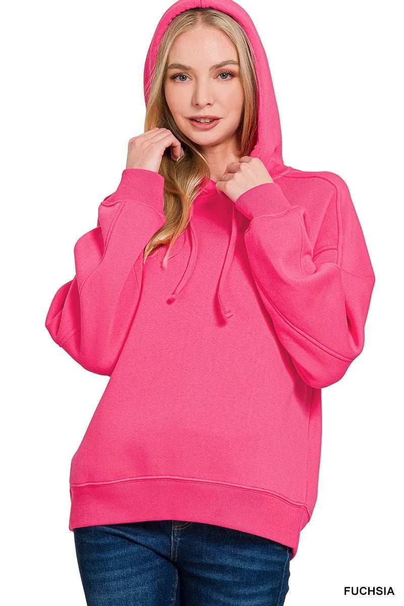 Zenana Drawstring Relaxed Fit Fleece Hoodie - Trendsi - Flyclothing LLC