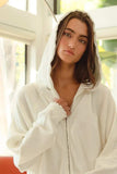 BiBi Waffle Thermal And Terry Mix Washed Zip Up Hoodie - Trendsi - Flyclothing LLC