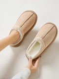 Faux Fur Suede Platform Slippers - Trendsi - Flyclothing LLC