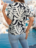 Printed Button Up Short Sleeve Shirt - Trendsi - Flyclothing LLC