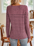Lovelet Striped Round Neck Long Sleeve T-Shirt - Trendsi - Flyclothing LLC