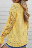 Openwork Round Neck Long Sleeve Sweater - Trendsi - Flyclothing LLC