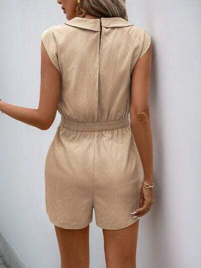 Perfee Drawstring V-Neck Sleeveless Romper - Trendsi - Flyclothing LLC