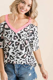 BiBi Leopard Print Top with Shoulder Cut Out - Trendsi - Flyclothing LLC