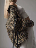 Leopard Button Up Long Sleeve Denim Jacket - Trendsi - Flyclothing LLC