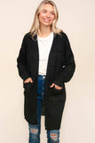 Haptics Stripe Textured Open Front Cardigan with Pockets - Trendsi - Flyclothing LLC