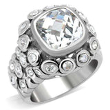 0C705 - Rhodium Brass Ring with AAA Grade CZ in Clear - Alamode - Flyclothing LLC