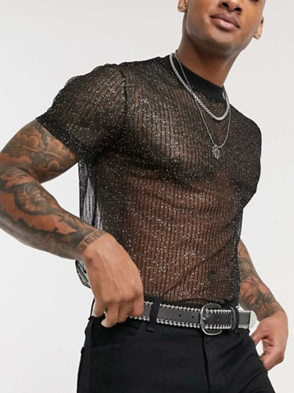Men's Full Size Mock Neck Short Sleeve Top Plus Size - Trendsi - Flyclothing LLC