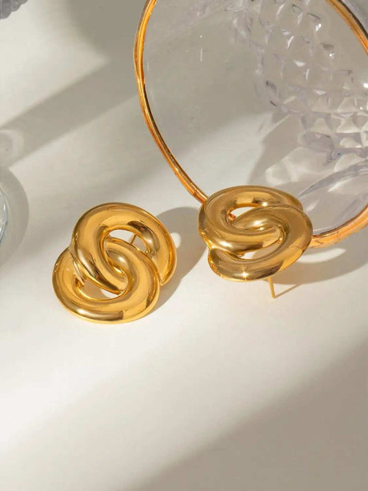 18K Gold-Plated Stainless Steel Knotted Earrings - Trendsi - Flyclothing LLC