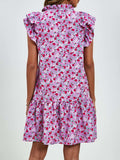 Tied Floral Cap Sleeve Mini Dress - Trendsi - Flyclothing LLC