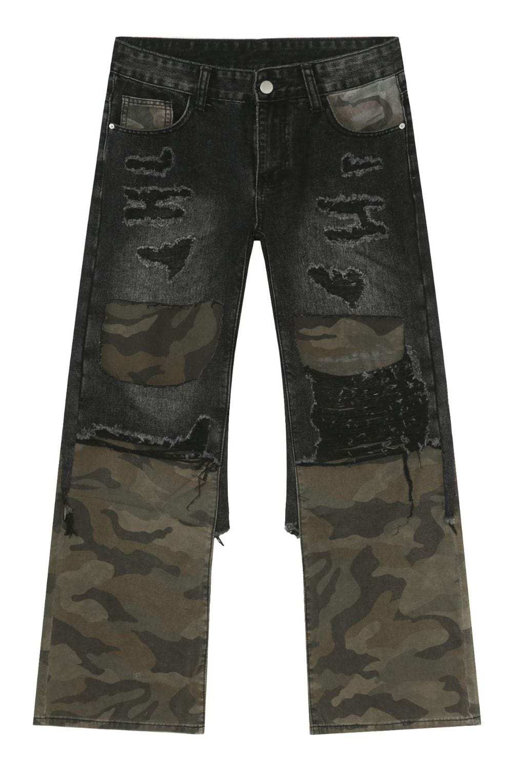 Men's Frayed Hem Camouflage Jeans - Trendsi - Flyclothing LLC
