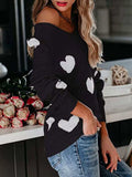 Heart Scoop Neck Long Sleeve Sweater - Trendsi - Flyclothing LLC