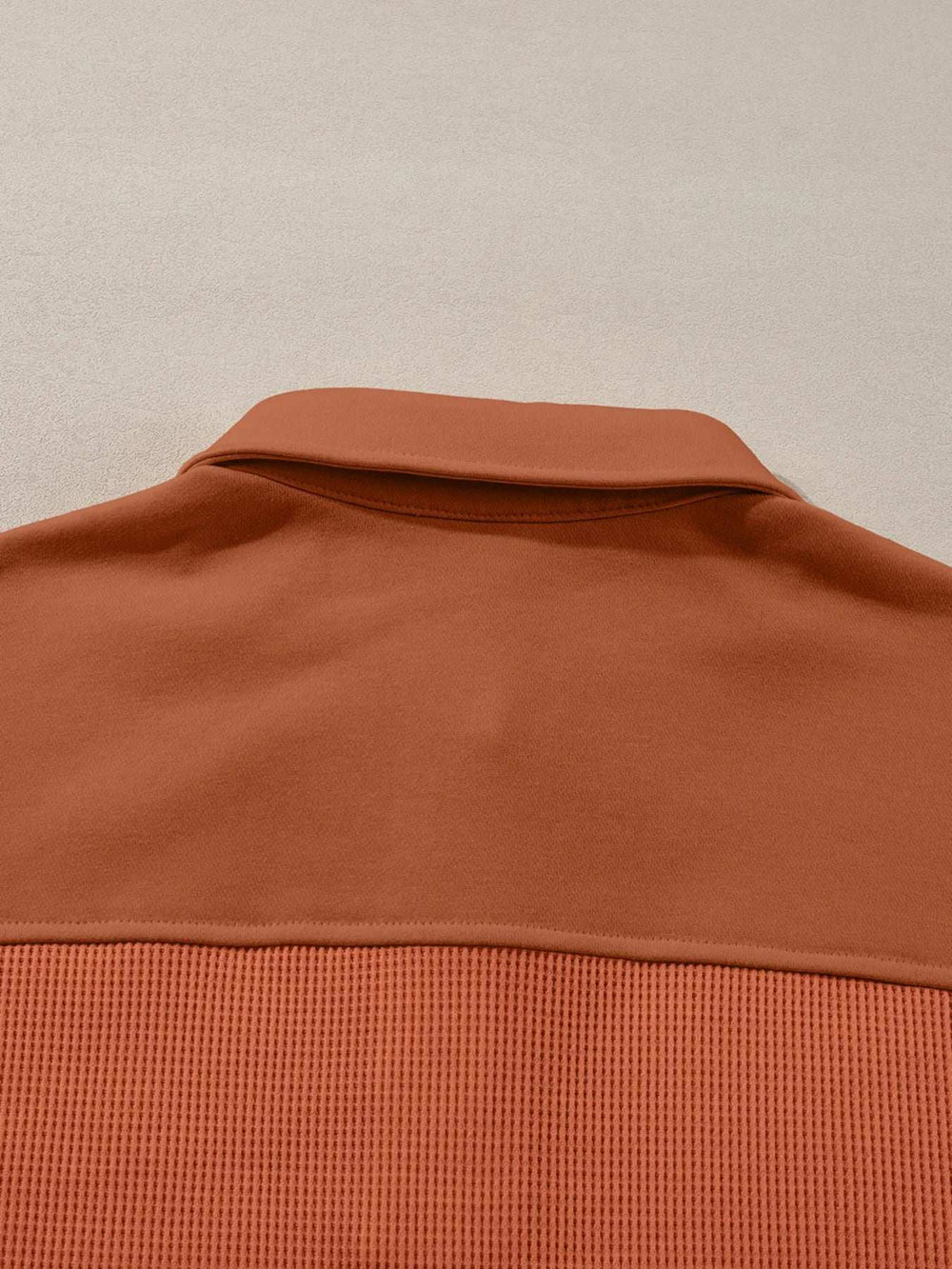 Long Sleeve Thermal Knit Polo Top - Trendsi - Flyclothing LLC