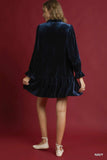 Umgee Velvet Ruffle Trim Mini Dress - Trendsi - Flyclothing LLC