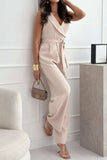Surplice Sleeveless Wide Leg Jumpsuit - Trendsi - Flyclothing LLC