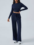 Devine Round Neck Long Sleeve Top and Pants Set - Trendsi - Flyclothing LLC