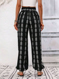 Tied Printed High Waist Pants - Trendsi - Flyclothing LLC