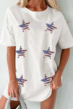 US Flag Star Round Neck Half Sleeve Oversize T-Shirt - Trendsi - Flyclothing LLC
