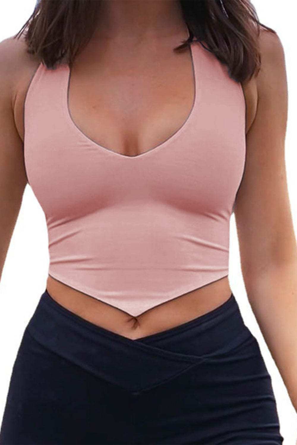 Backless Lace-Up Halter Neck Cami - Trendsi - Flyclothing LLC